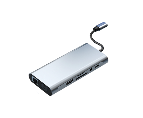 TYPEC TO PD+VGA+HDMI+RJ45 1000M+SD/TF+USB3.0*3+3.5AUDIO 10合1